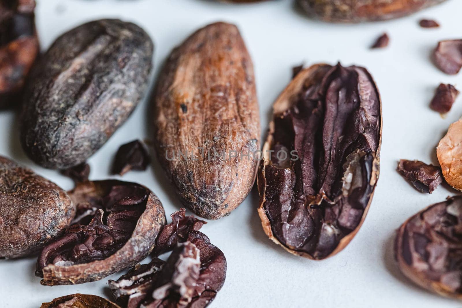 Closeup cocoa roasted beans. Shallow dof by sarymsakov