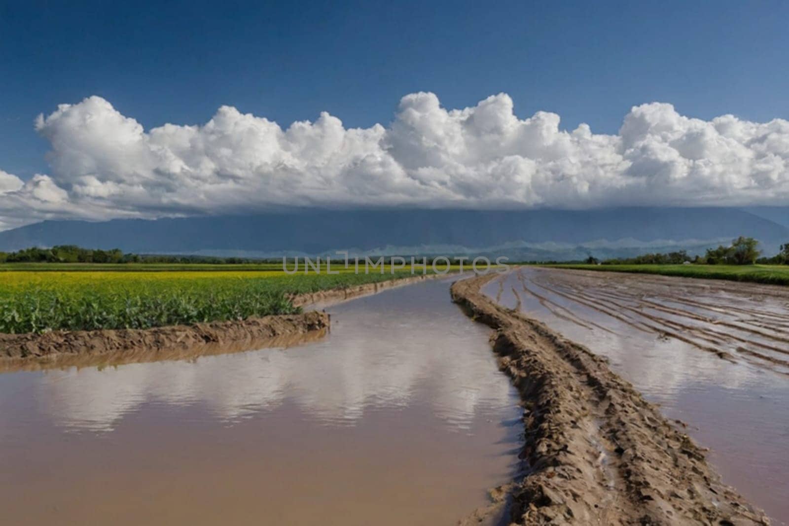 Puddle at a muddy road in the fall by Ekaterina34