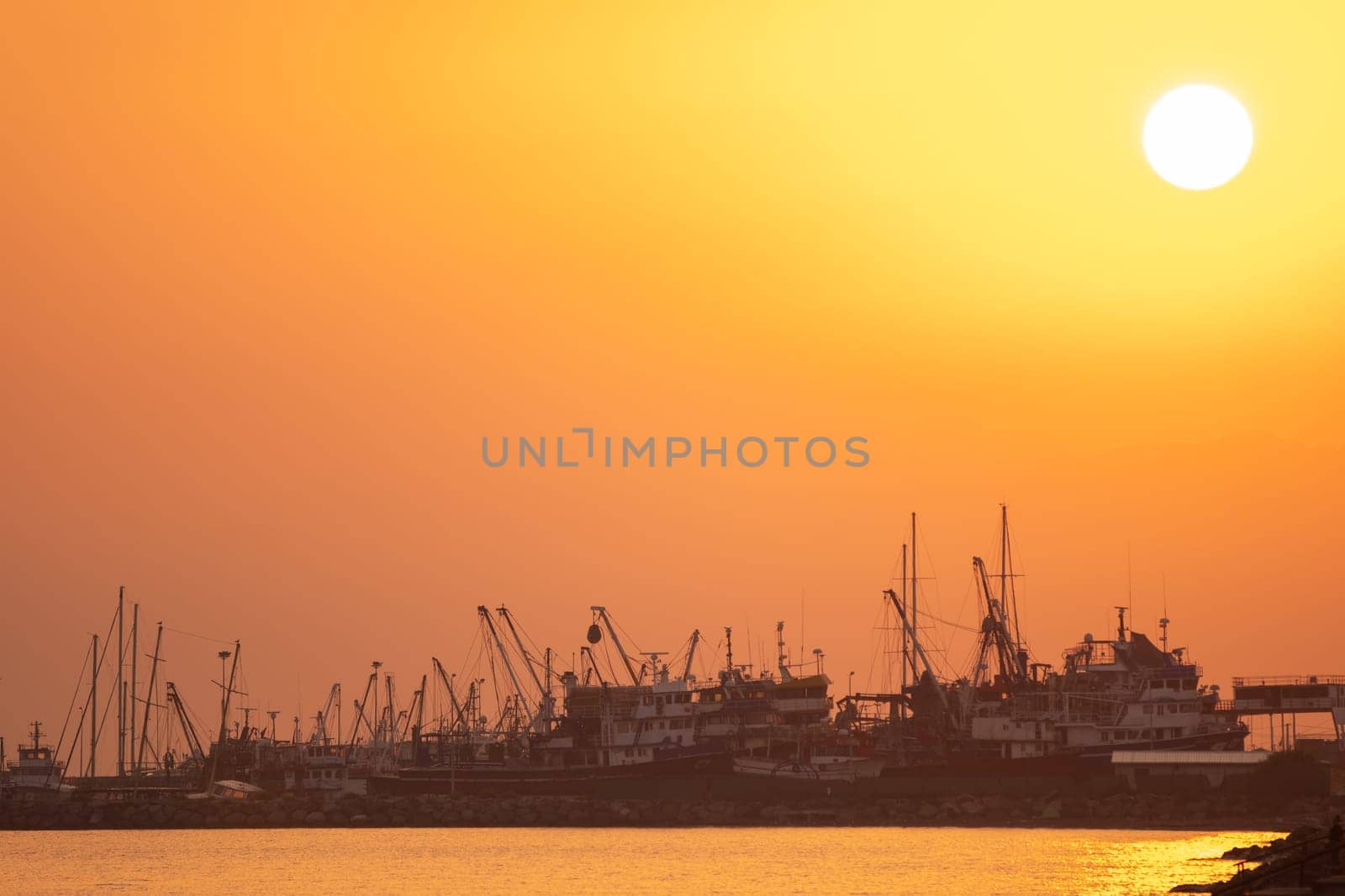 Sunrise Over Fisher shelter at guzelbahce izmir, Turkey. High quality photo