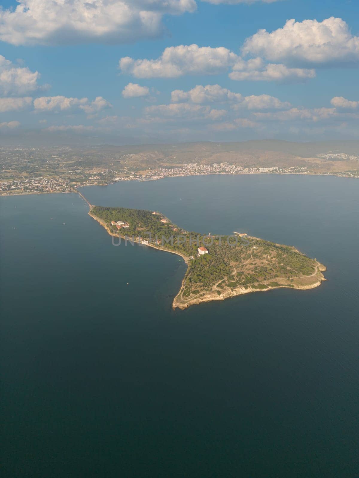 Drone footage at Urla Izmir Province, Turkey. Known as Quarantine Island. During the 19th century the island was equipped with the up to date medical instruments and it was used as a quarantine island by senkaya