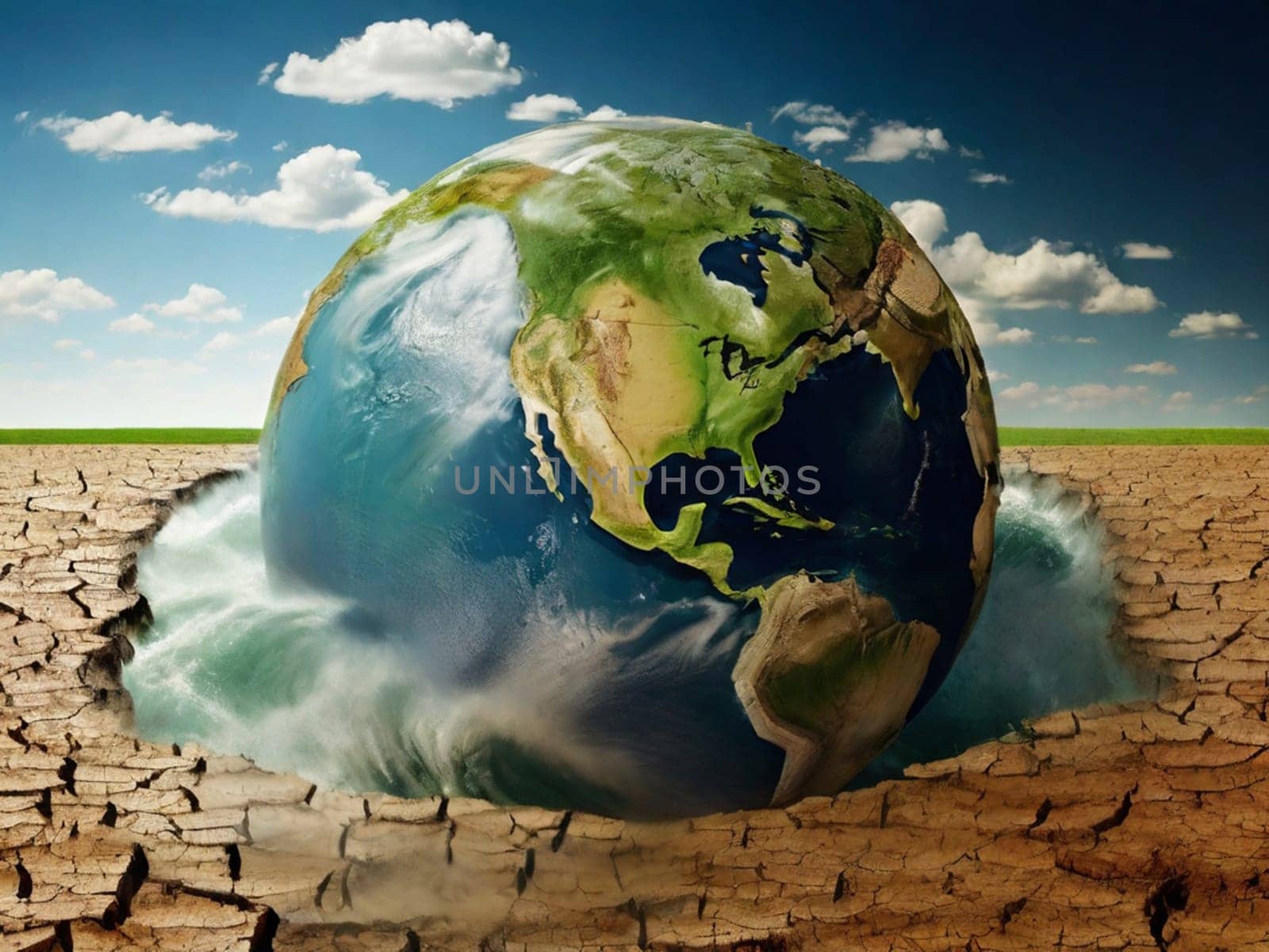 Planet earth is in drought and in water. World Water Day.