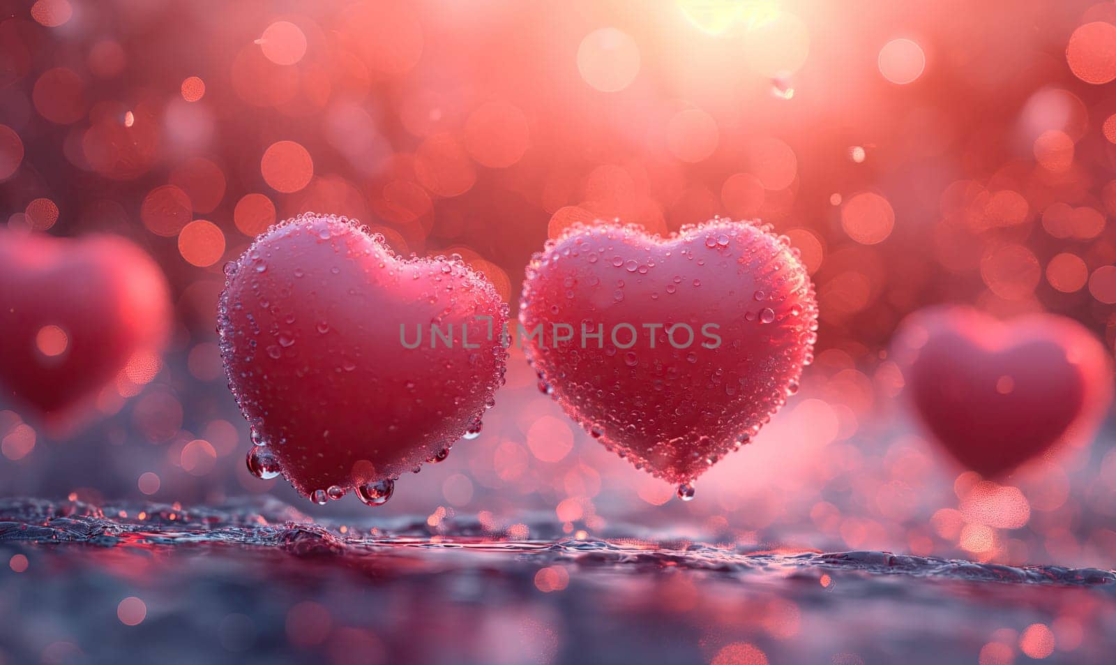 Greeting card, creative heart on abstract background. Selective soft focus