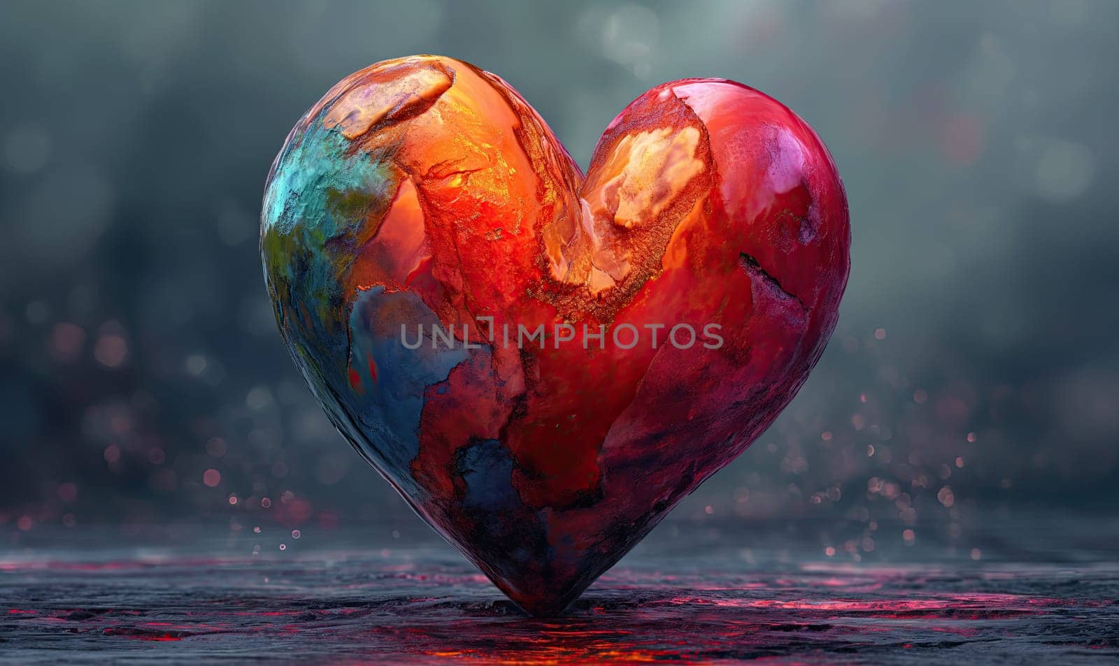 Greeting card, creative heart on abstract background. Selective soft focus