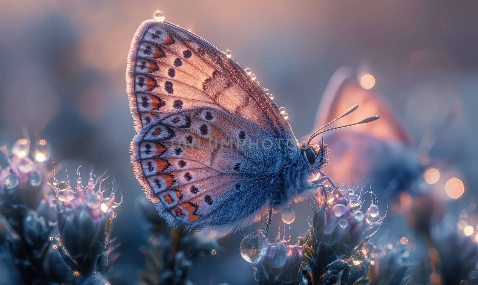 Colorful butterfly on a blurred natural background. Selective soft focus