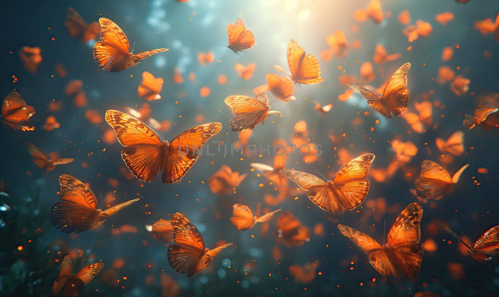 Colorful butterflies on a blurred natural background. by Fischeron