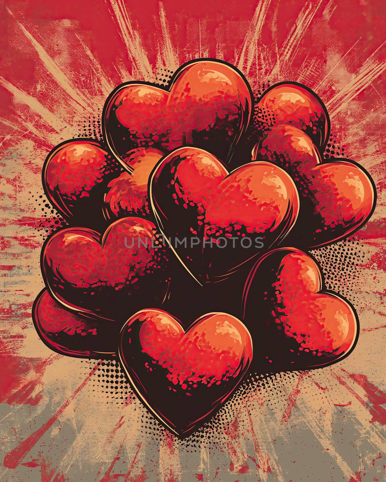 Greeting card, in a creative style with hearts. by Fischeron