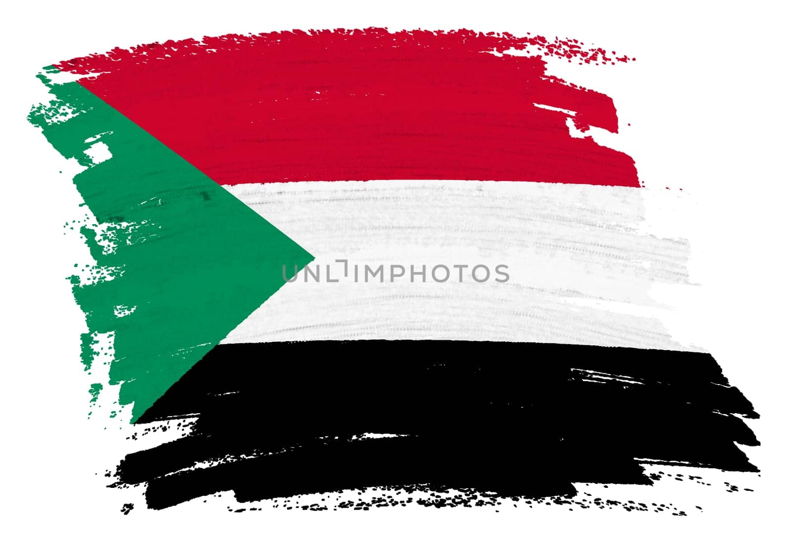 A Sudan flag background paint splash brushstroke 3d illustration with clipping path