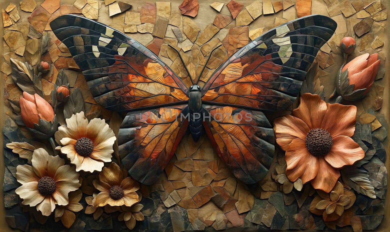 Creative butterfly on an abstract background. Selective soft focus