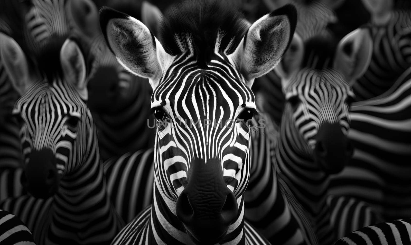 Creative background with zebras full frame. by Fischeron