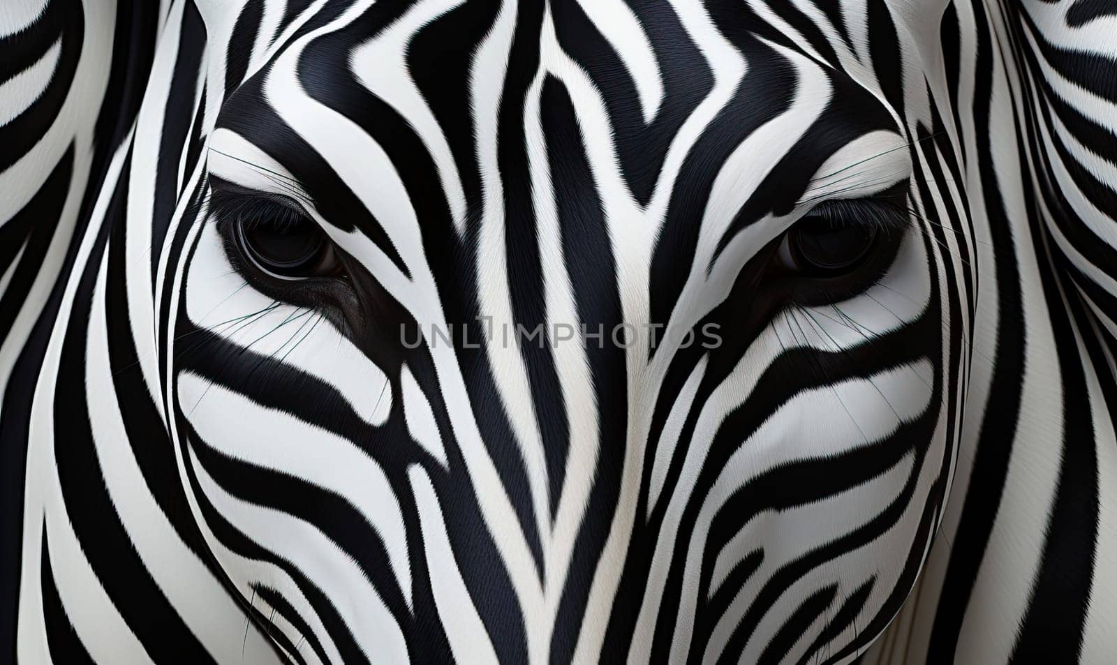 Creative image of a zebra's face on the background. Selective soft focus