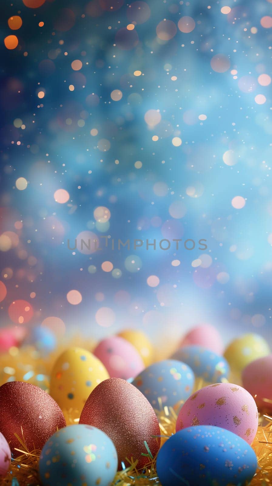 Easter colored eggs with bokeh background by Dustick