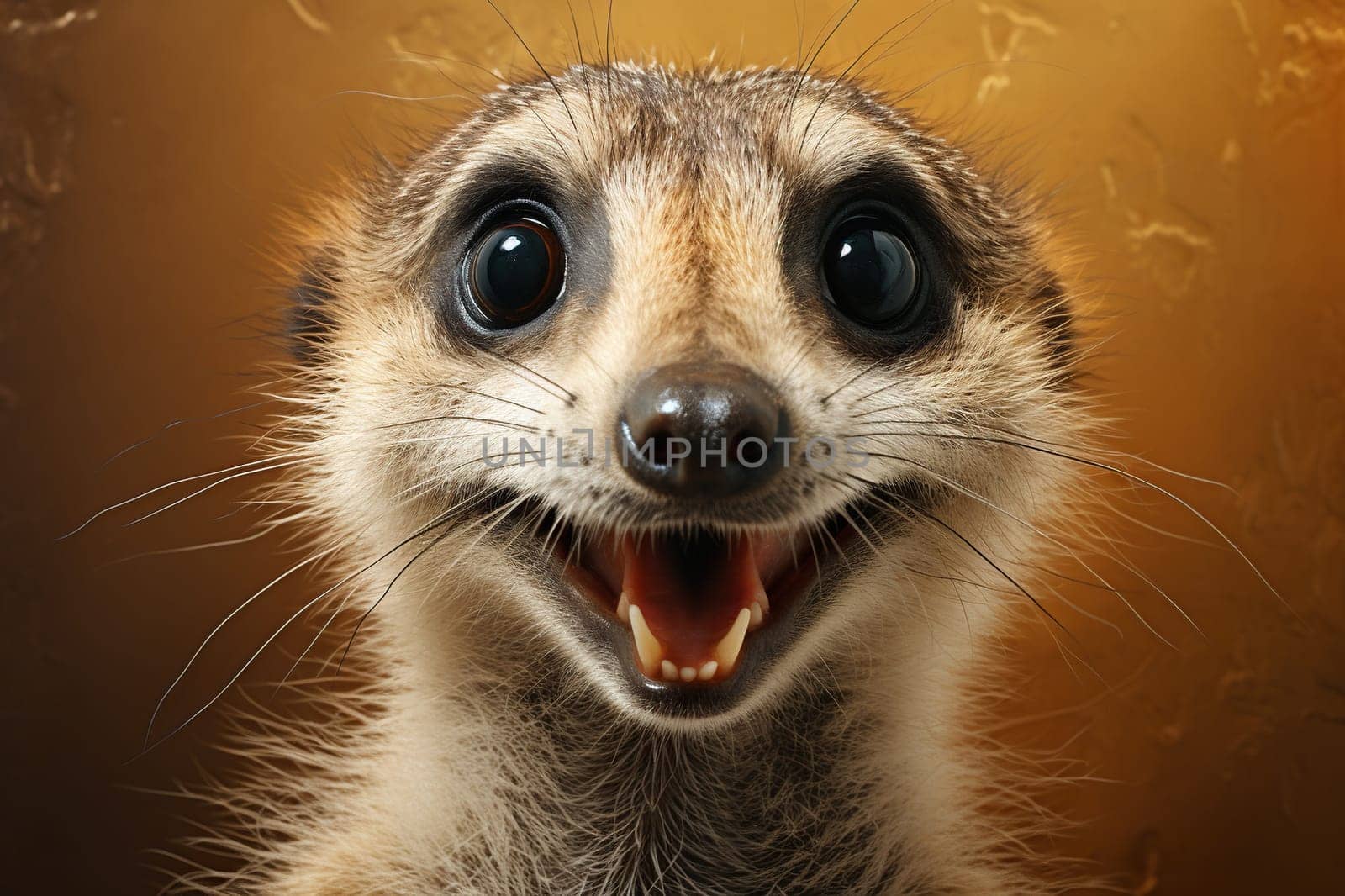 Close-up portrait of a meerkat. Funny animals. Generated by artificial intelligence by Vovmar