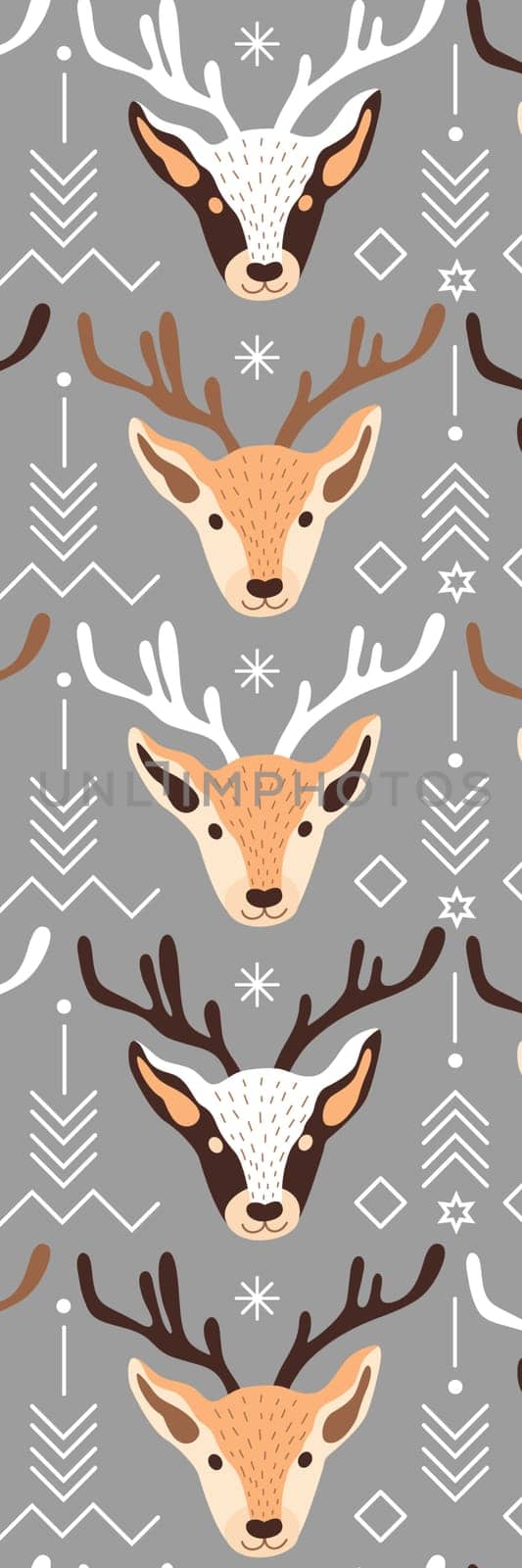Gray Beige Simple Scandinavian Christmas Deer's Bookmark printable
