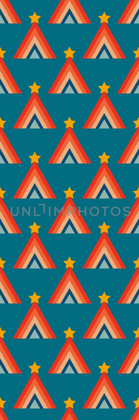 Blue red Modern Christmas trees festive bookmark printable