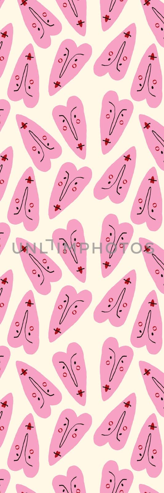 Funky Valentine hearts pattern bookmark printable