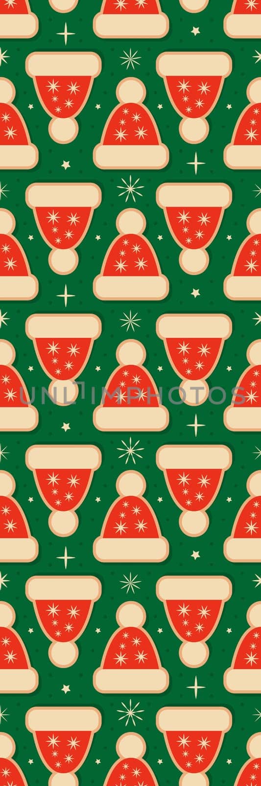 Simple Green Red Christmas hats bookmark printable
