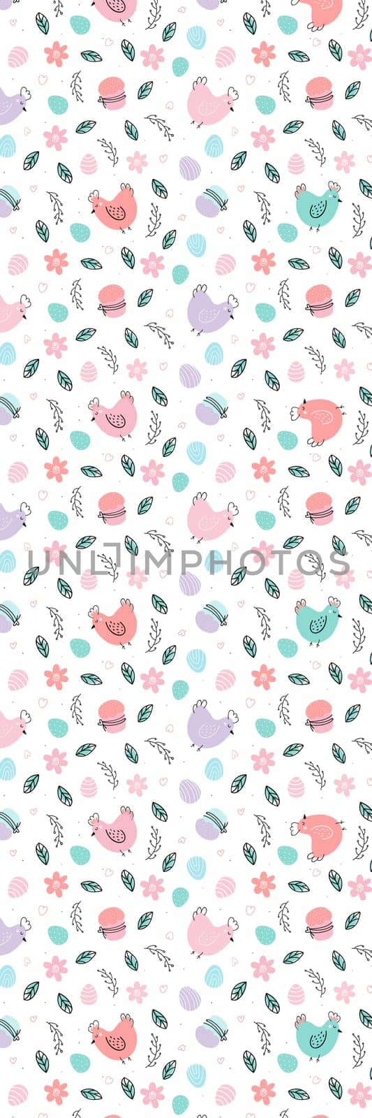 Pastel purple red Chicken birds pattern bookmark printable