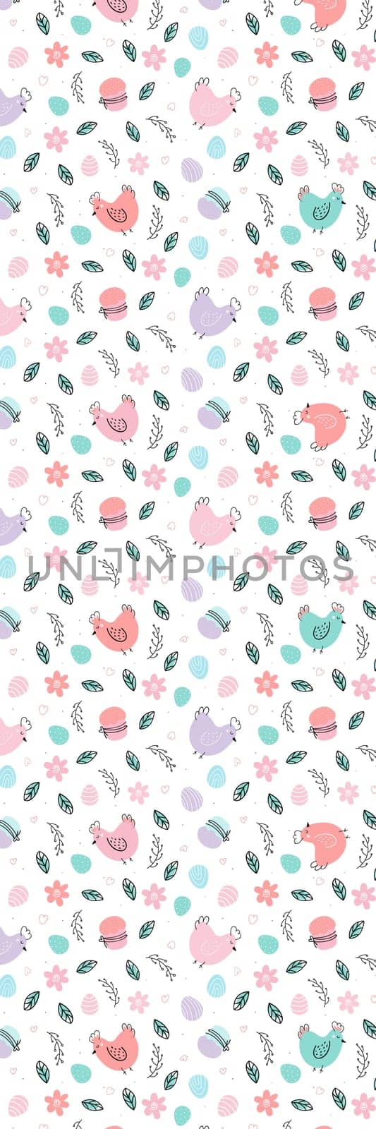 Pastel purple red Chicken birds pattern bookmark printable