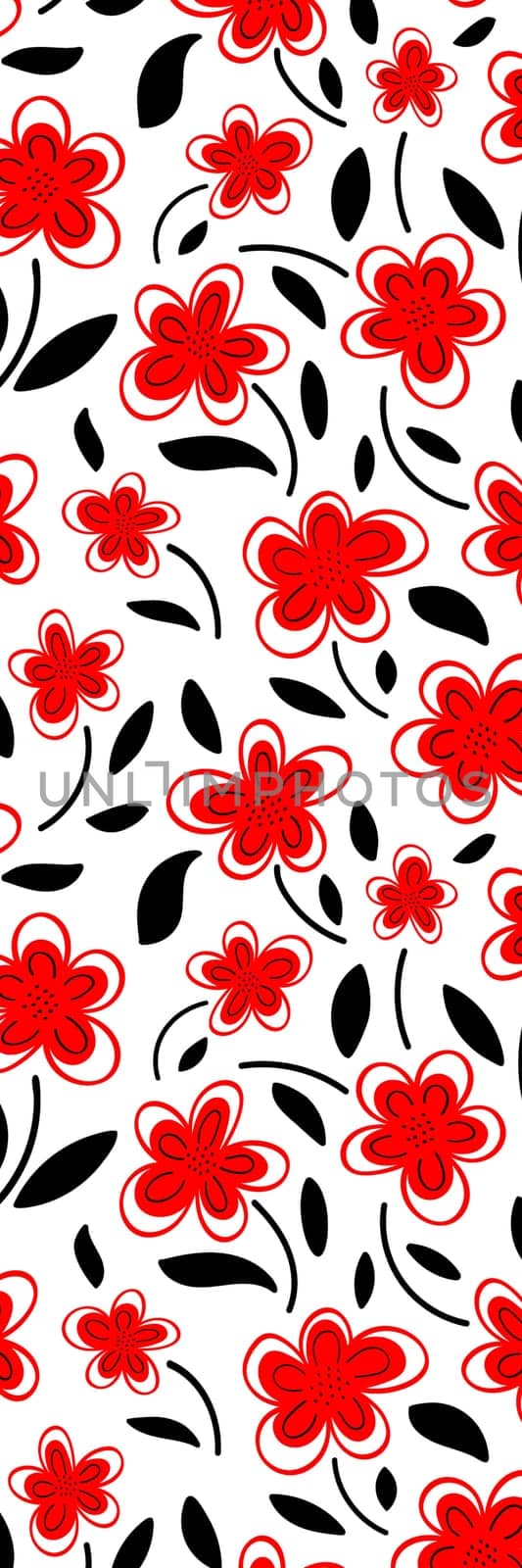 Red spring flowers pattern bookmark pattern by Dustick