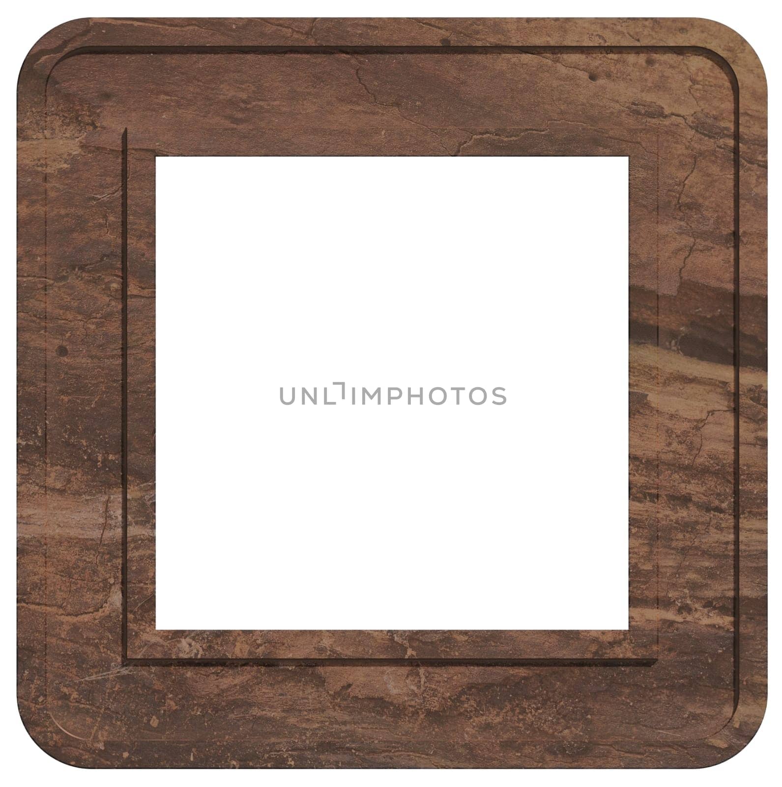 Blank square brown wooden frame on isolated background by ndanko