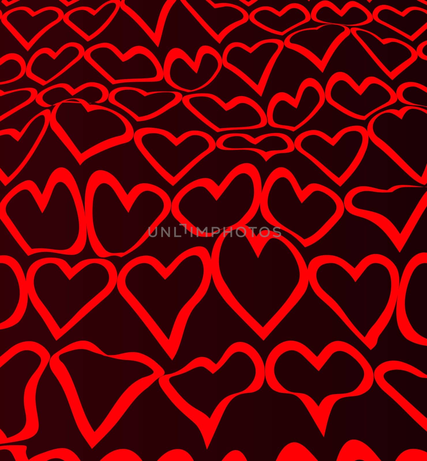 Pattern of red hearts, festive background by ndanko