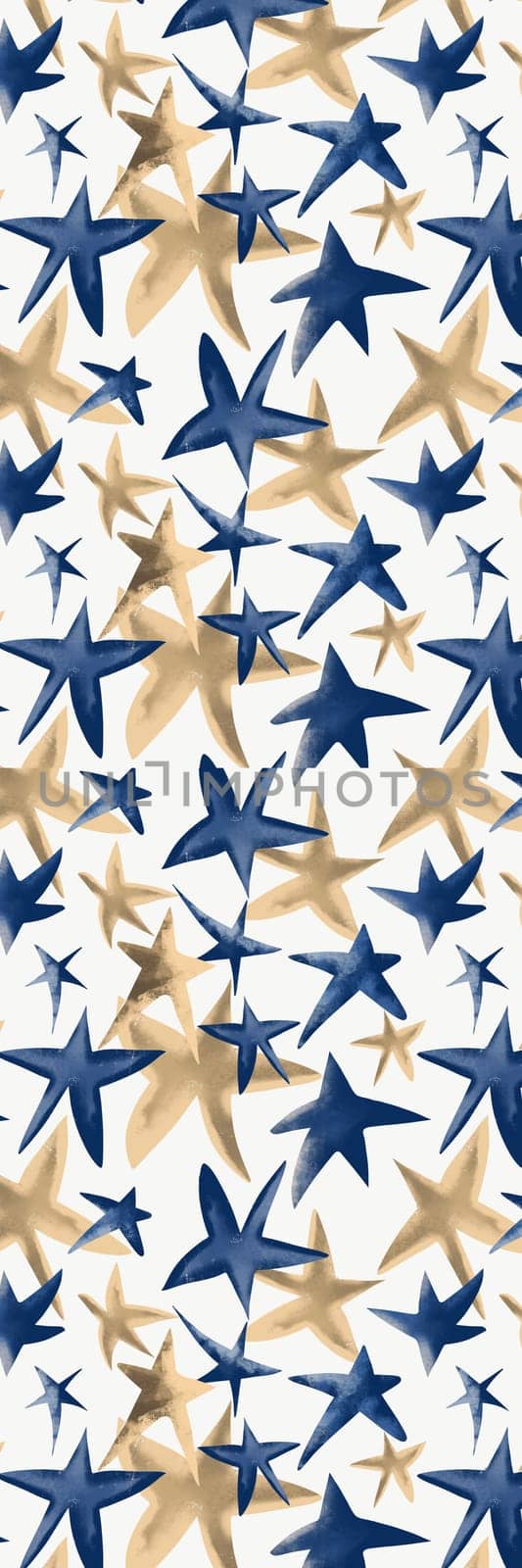 Blue gold Festive Watercolor Stars Christmas Bookmark by Dustick