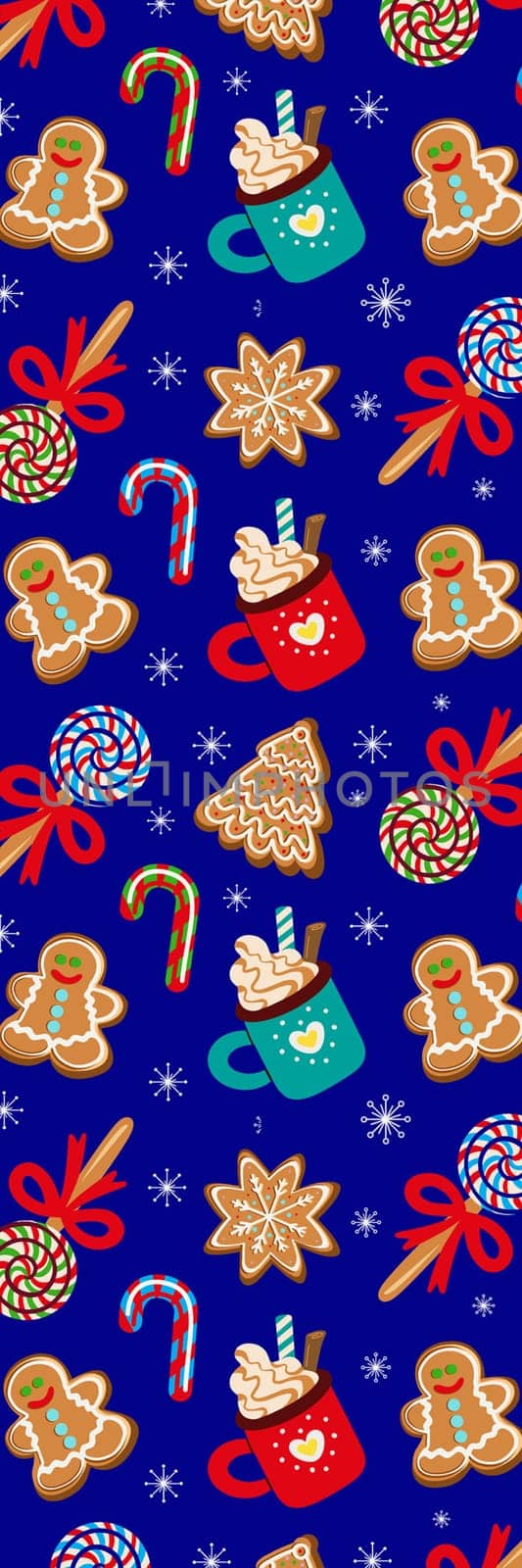 Blue Festive Funny Christmas Sweets Bookmark for ptinting