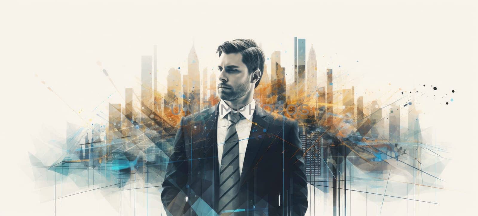 Businessman Blended with Dynamic Cityscape Art by andreyz