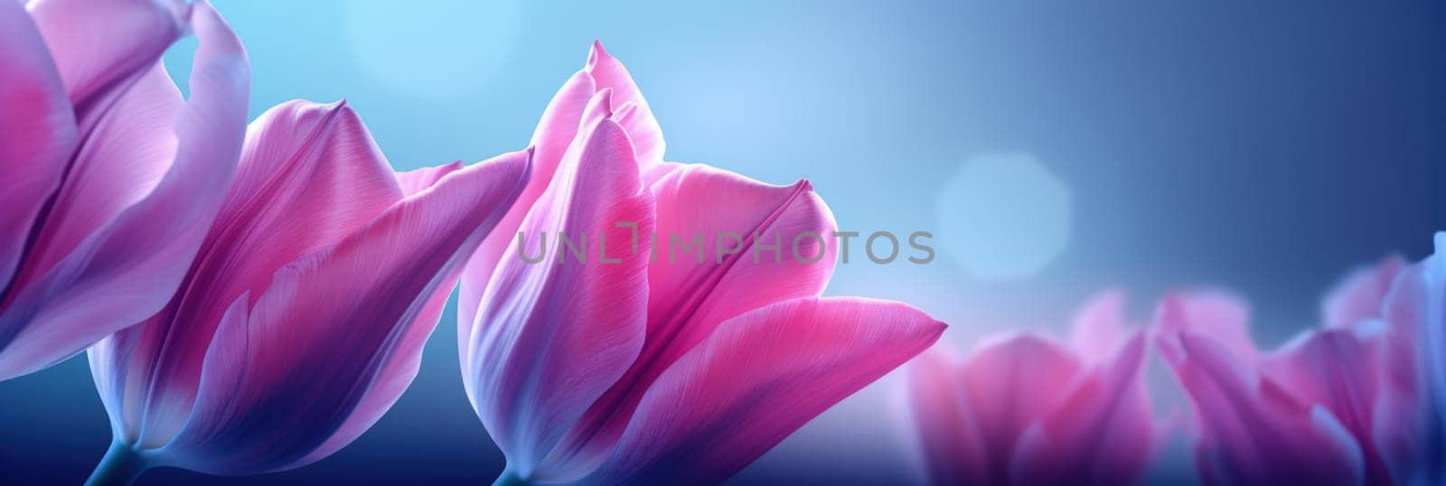 Beautiful celebration pink tulips on pastel background. Concept birthday, Mothers Day, Womens Day, March 8. Spring easter flower background. Spring and easter greeting card design layout. Copy space