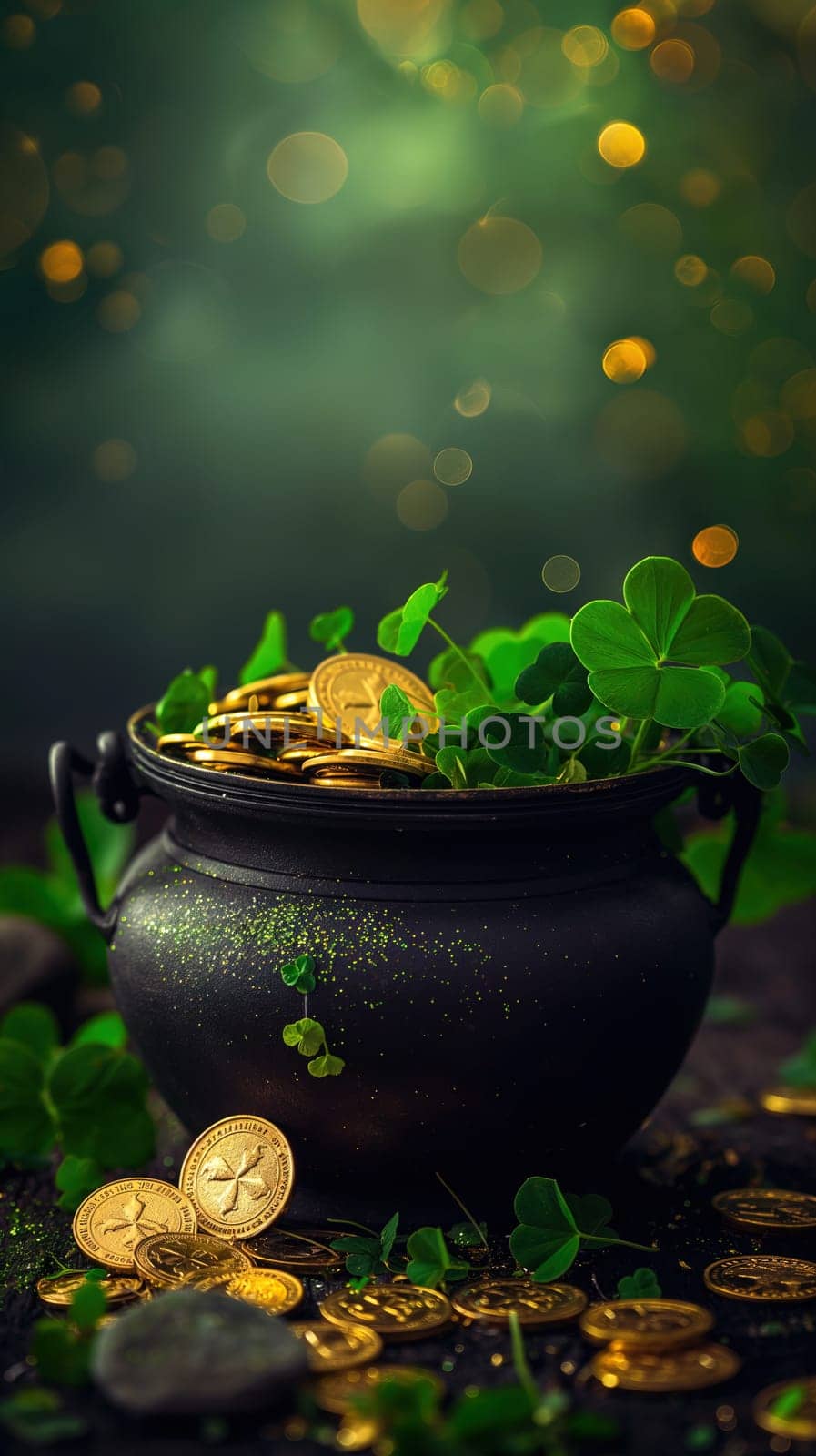 Pot of a gold coins close up view ai generated image