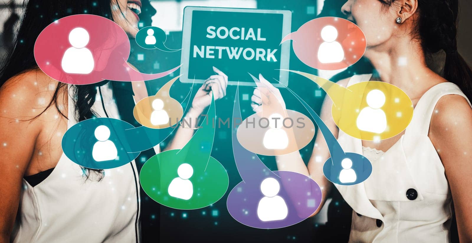 Social media and people network technology concept uds by biancoblue