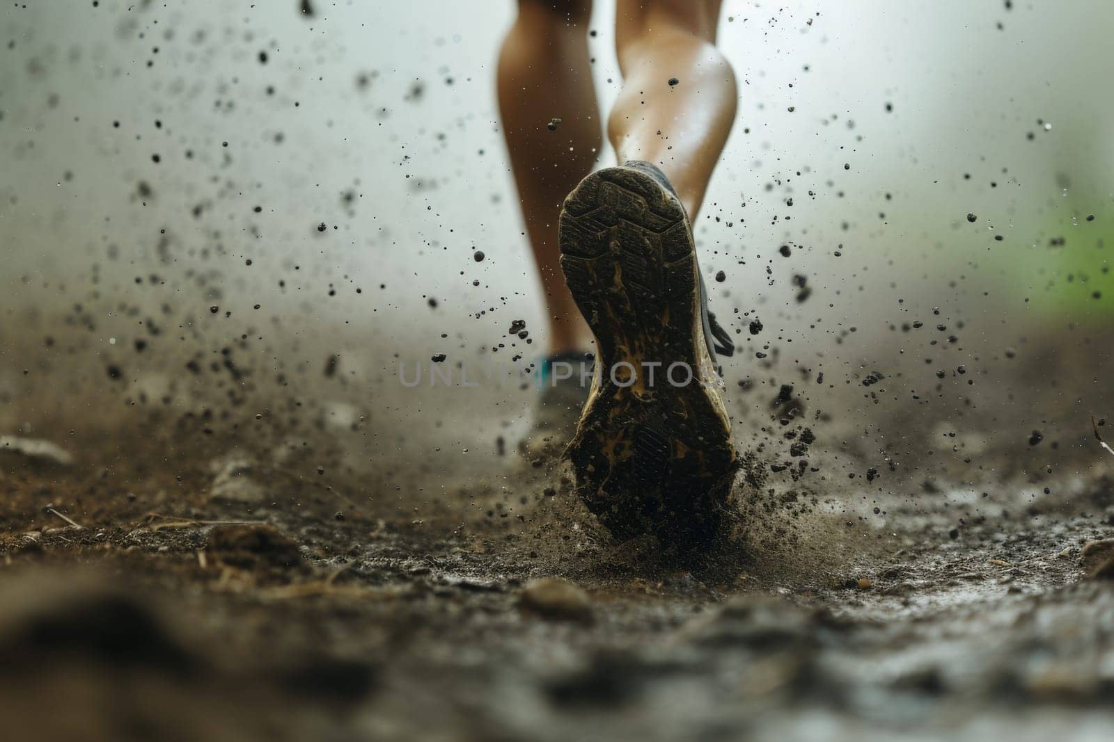 Runner's legs, Runner, athlete, a man running on the long road, selective focus on legs.
