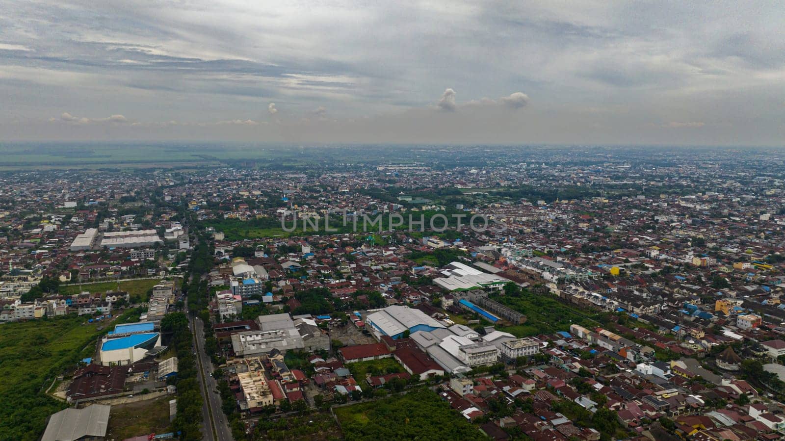 Aerial drone of Medan is the capital and largest city of the Indonesian province of North Sumatra, Indonesia.