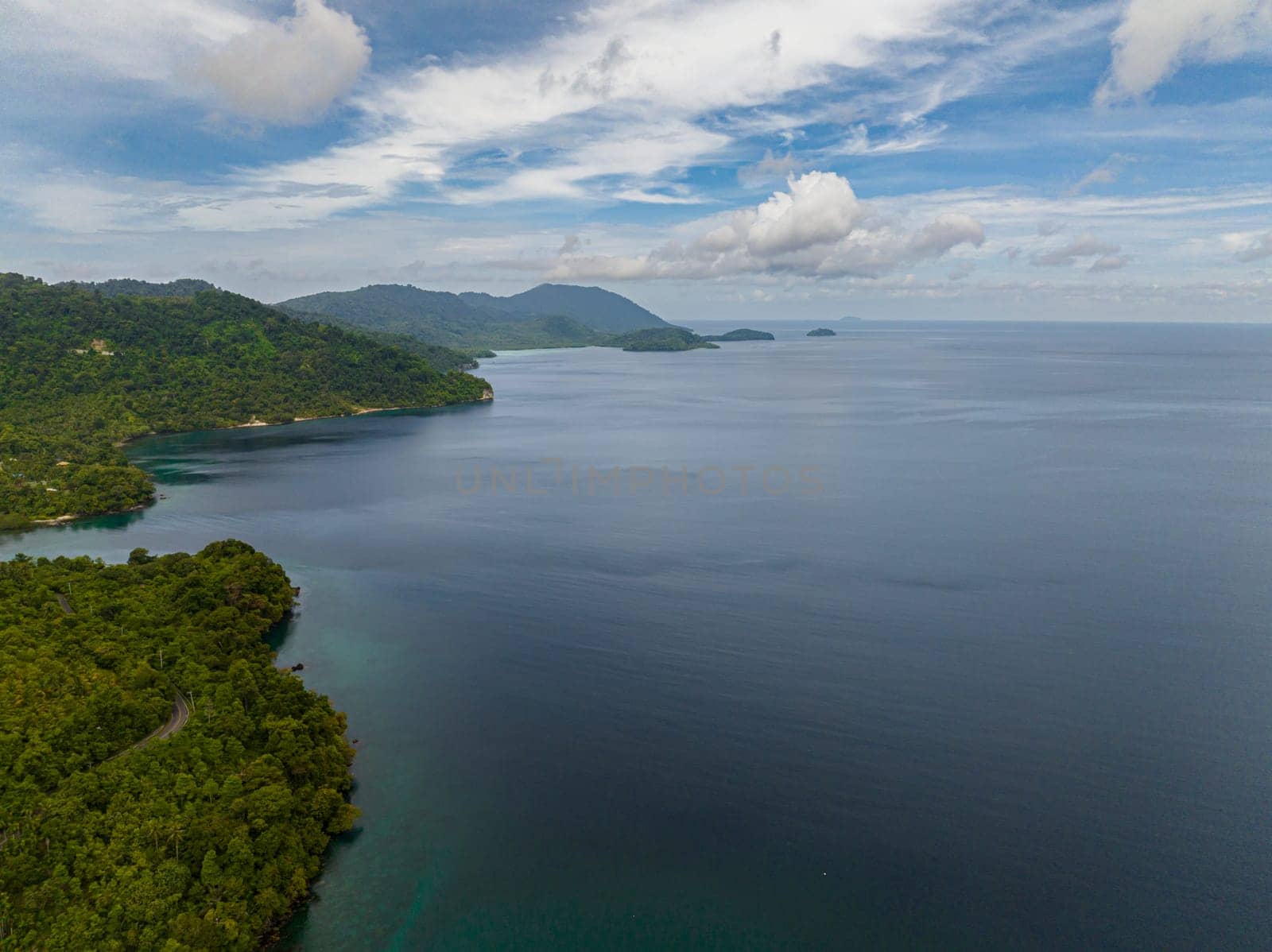 Coast of Weh island with rainforest and jungle. Aceh, Indonesia.