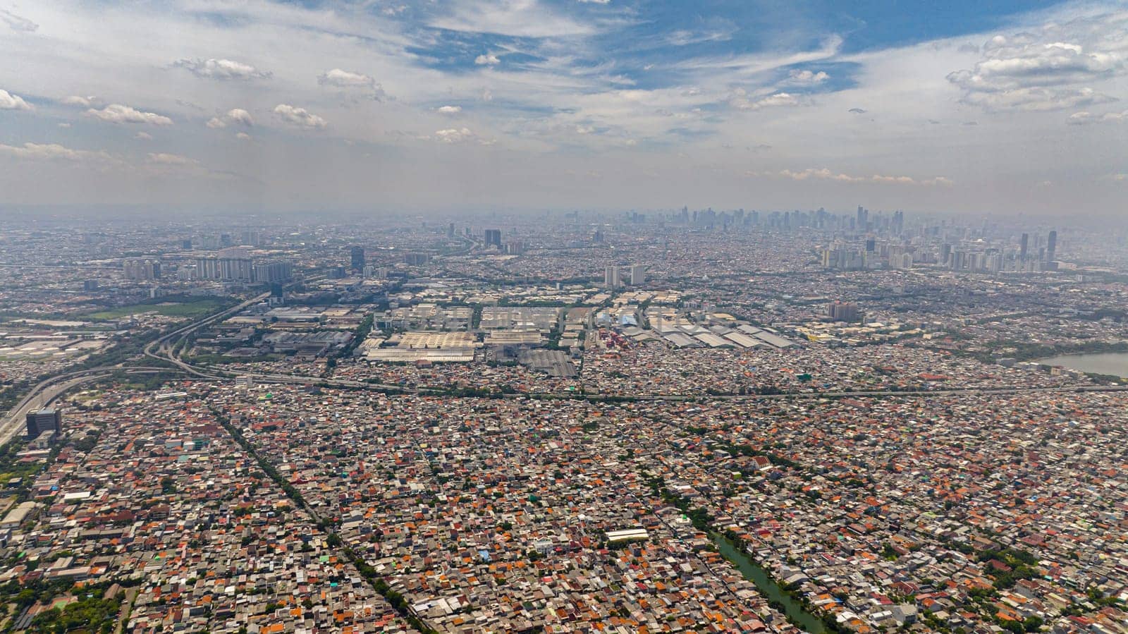 Aerial panorama of Jakarta city. Indonesia.