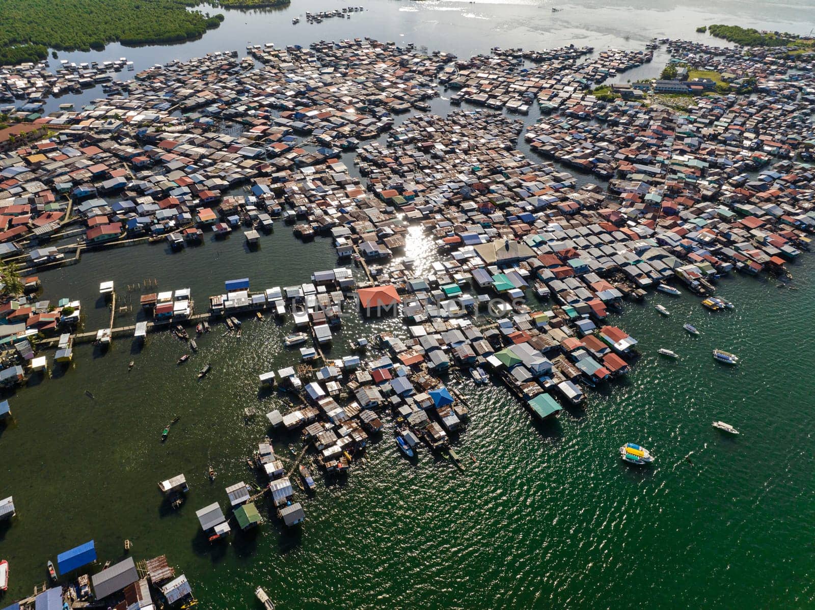 Houses located on the water in the city of Semporna. Borneo, Sabah, Malaysia.