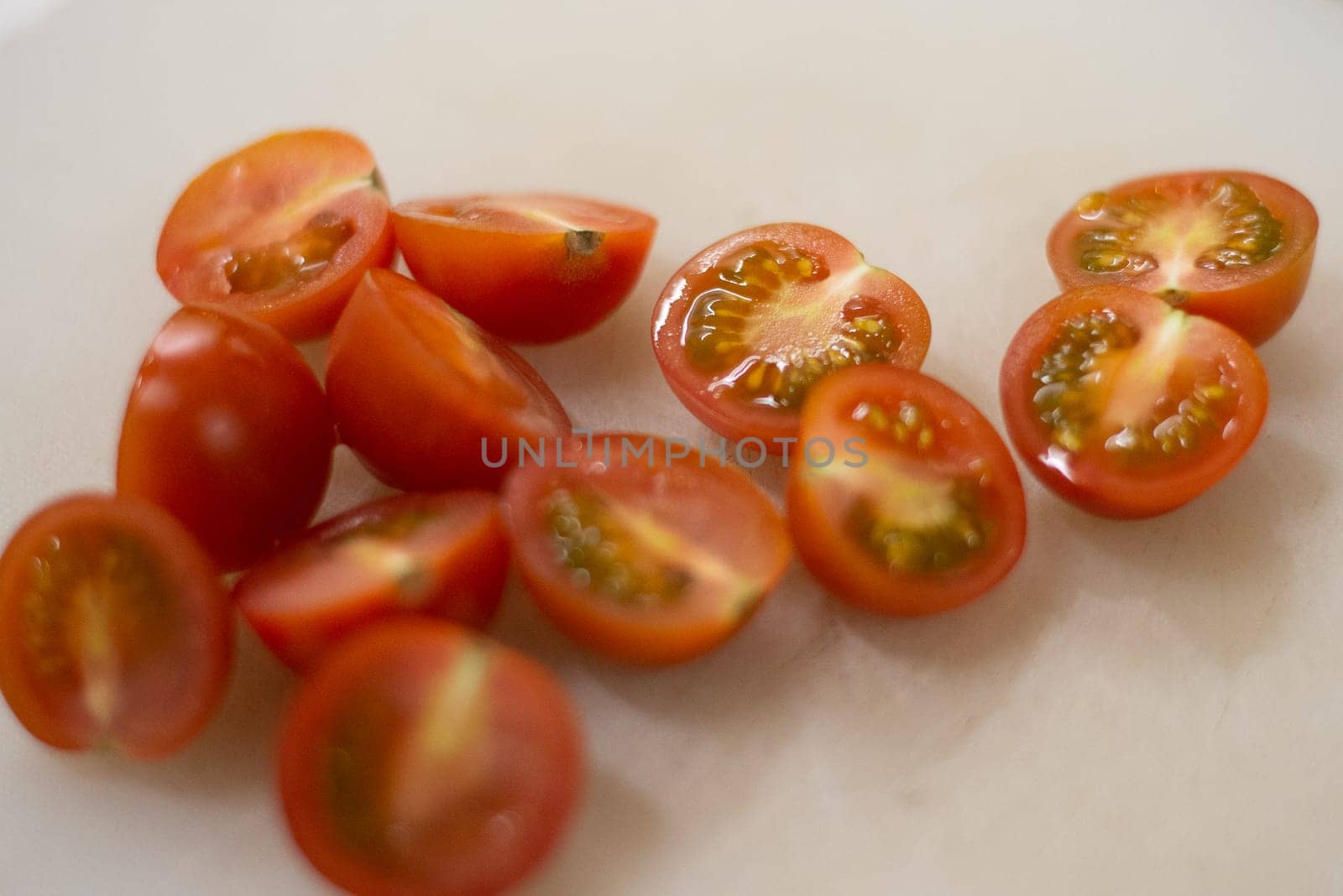 Cherry tomatoes isolated on white background. Top view . High quality photo