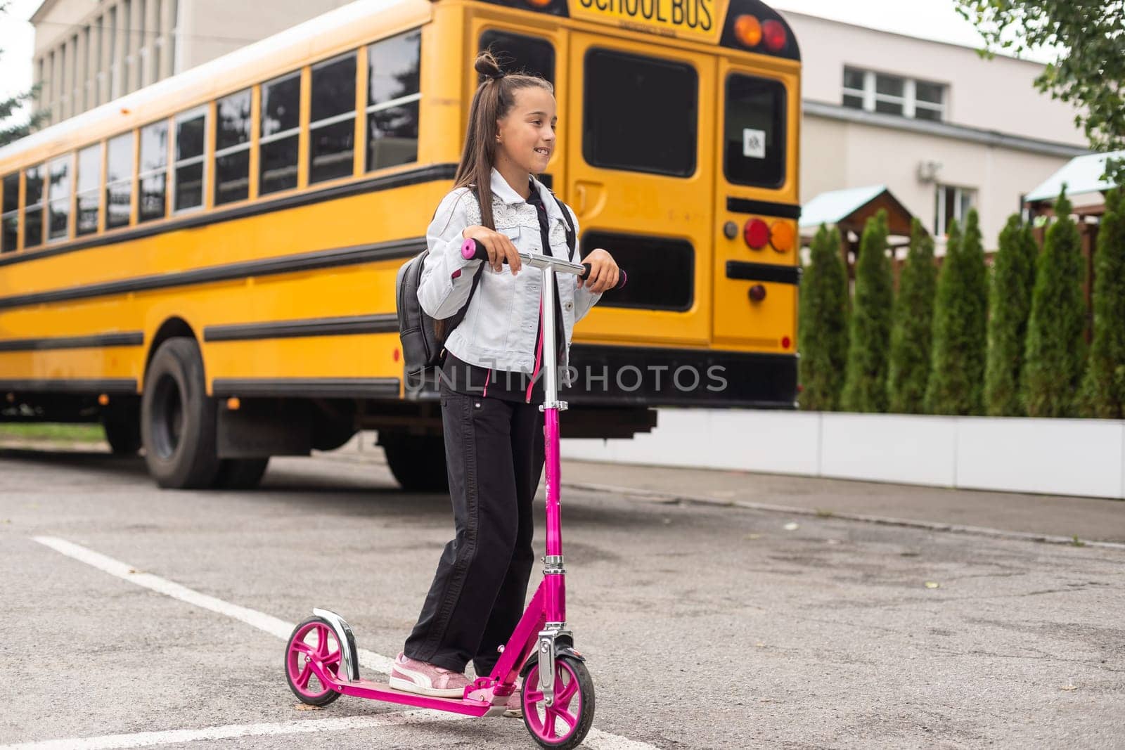 nine years old girl student at school