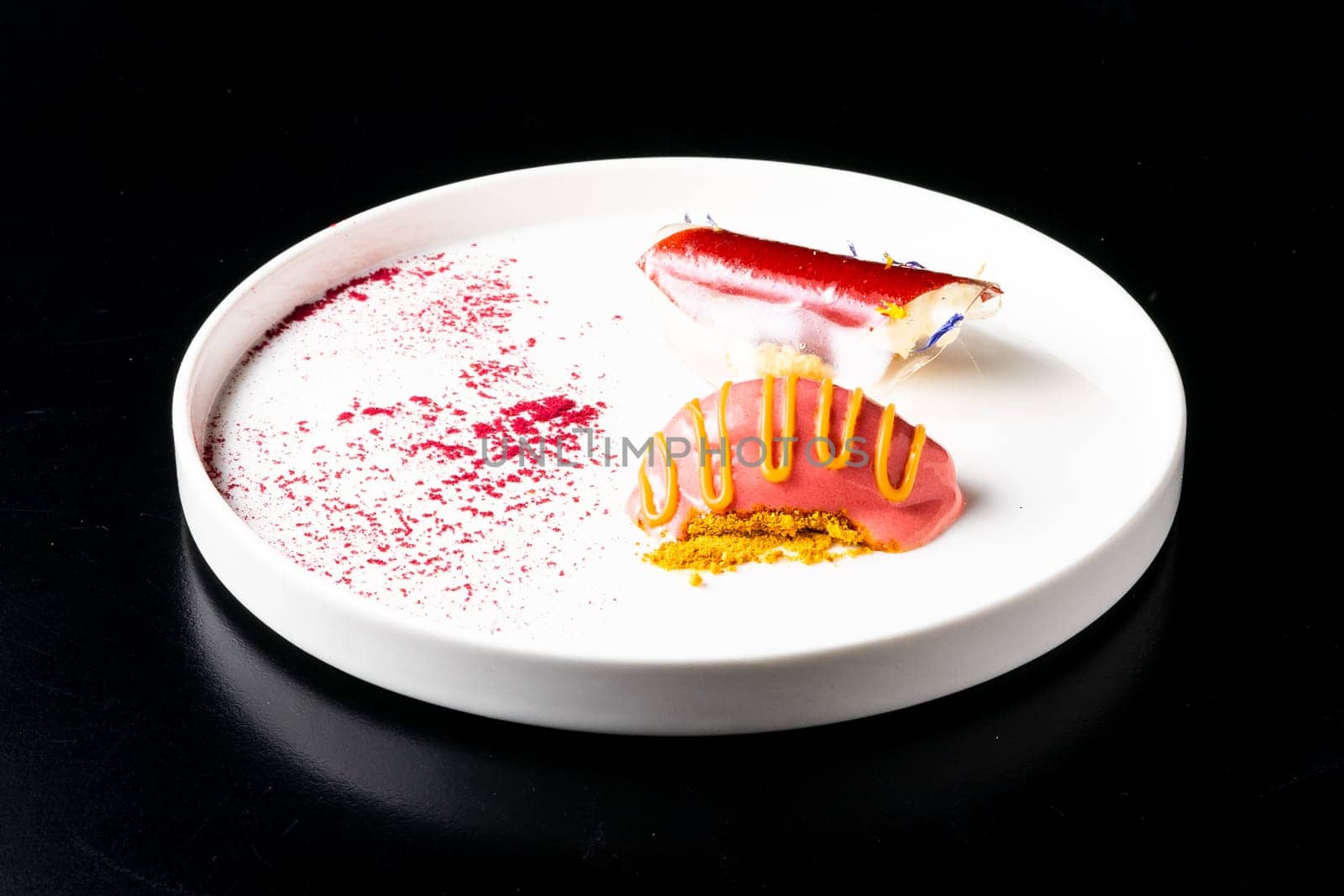 Italian Sicilian cannolo dessert closeup on a white plate macro with crust and ricotta cheese