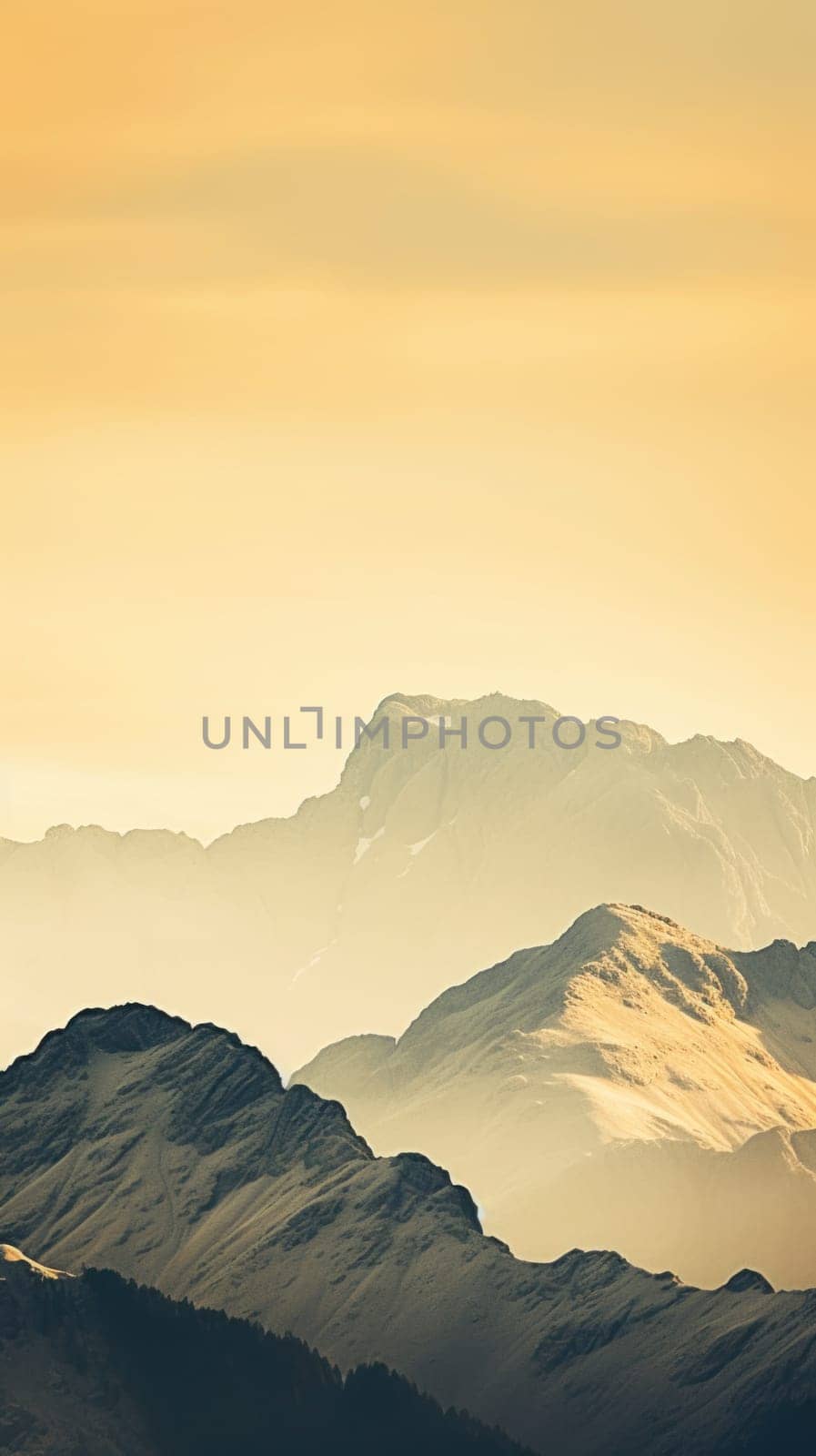 A plane flying over a mountain range at sunset