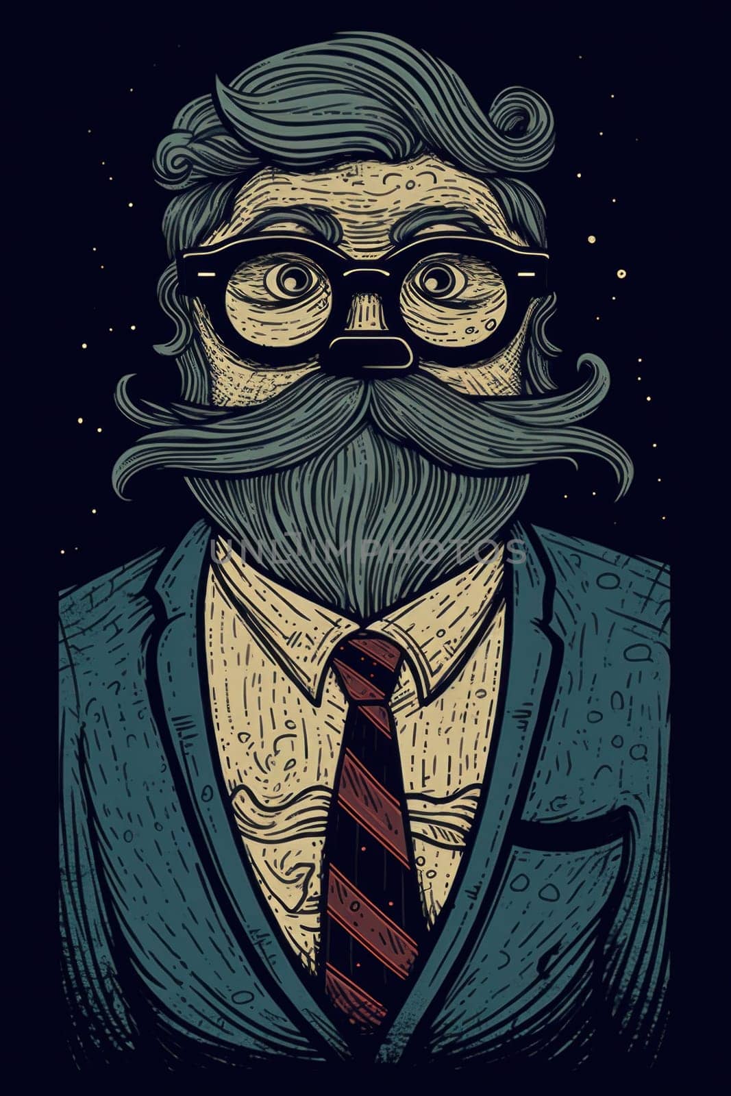 A man with a beard and a tie, AI by starush