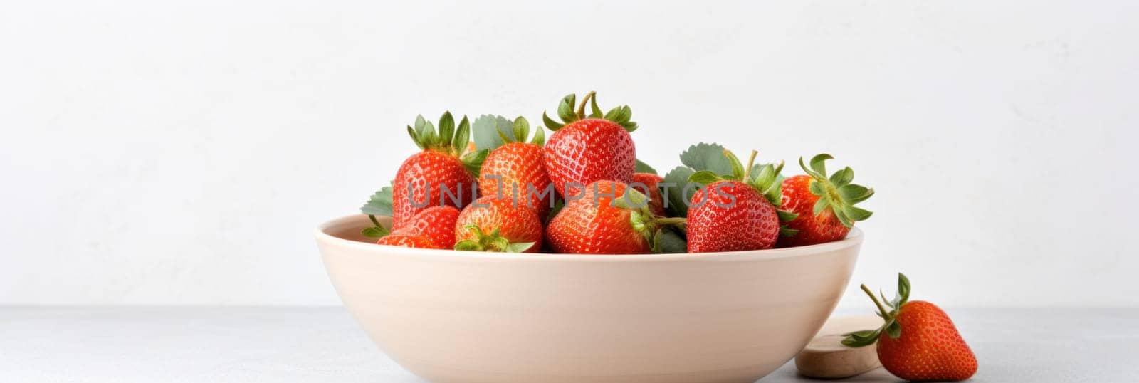 A bowl of strawberries sitting on a table, AI by starush