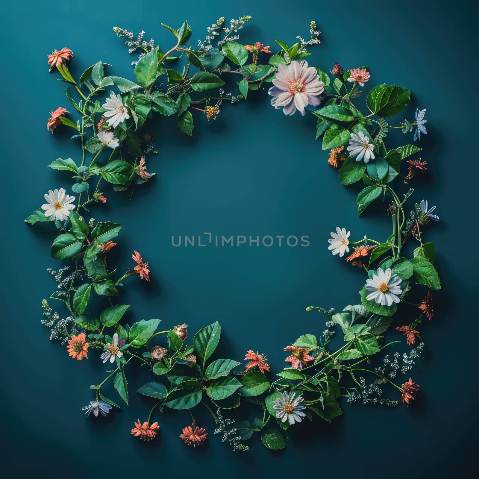 Flower frame background. Invitation card concept. Generative AI by itchaznong