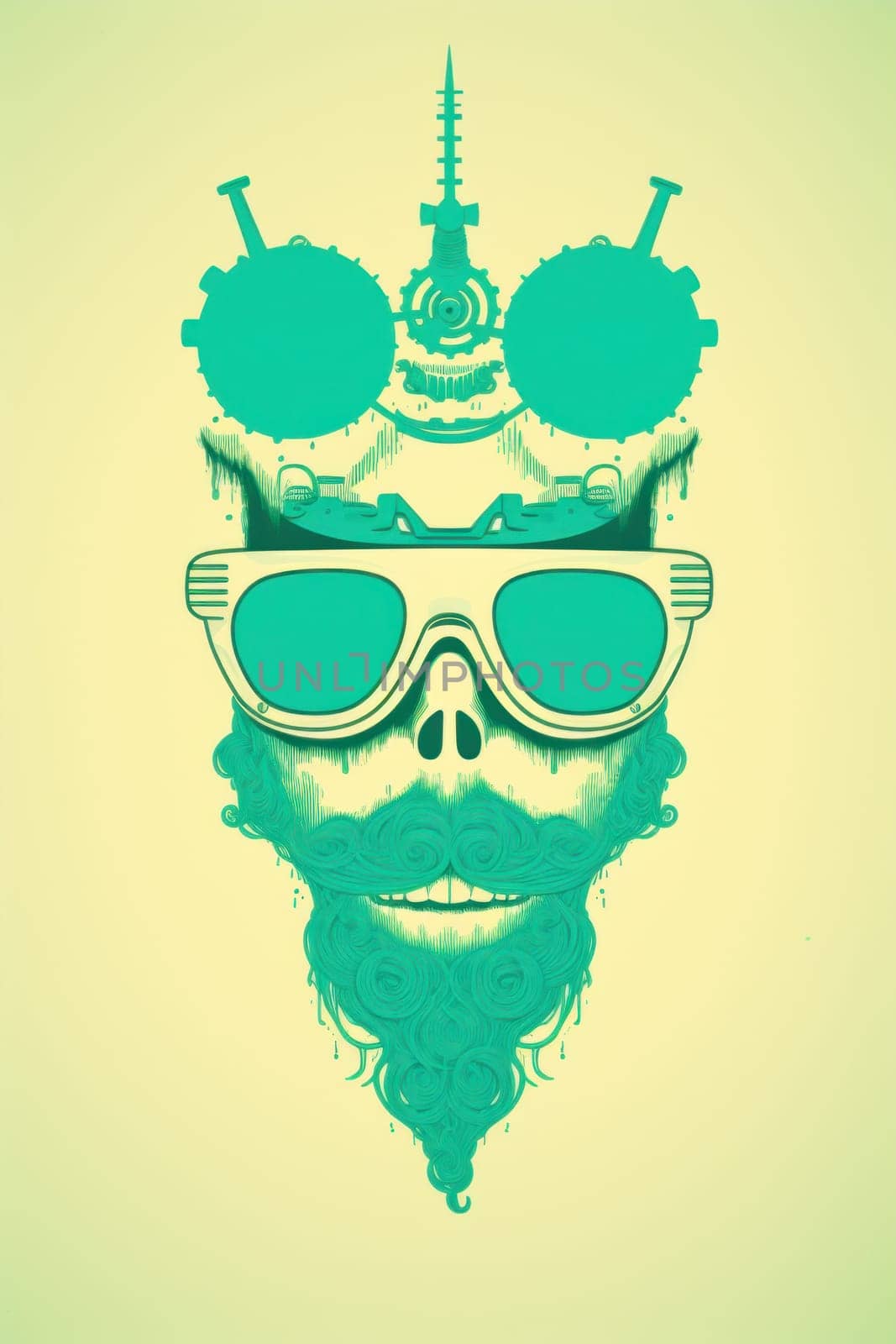 A man with a beard wearing sunglasses and a hat, AI by starush