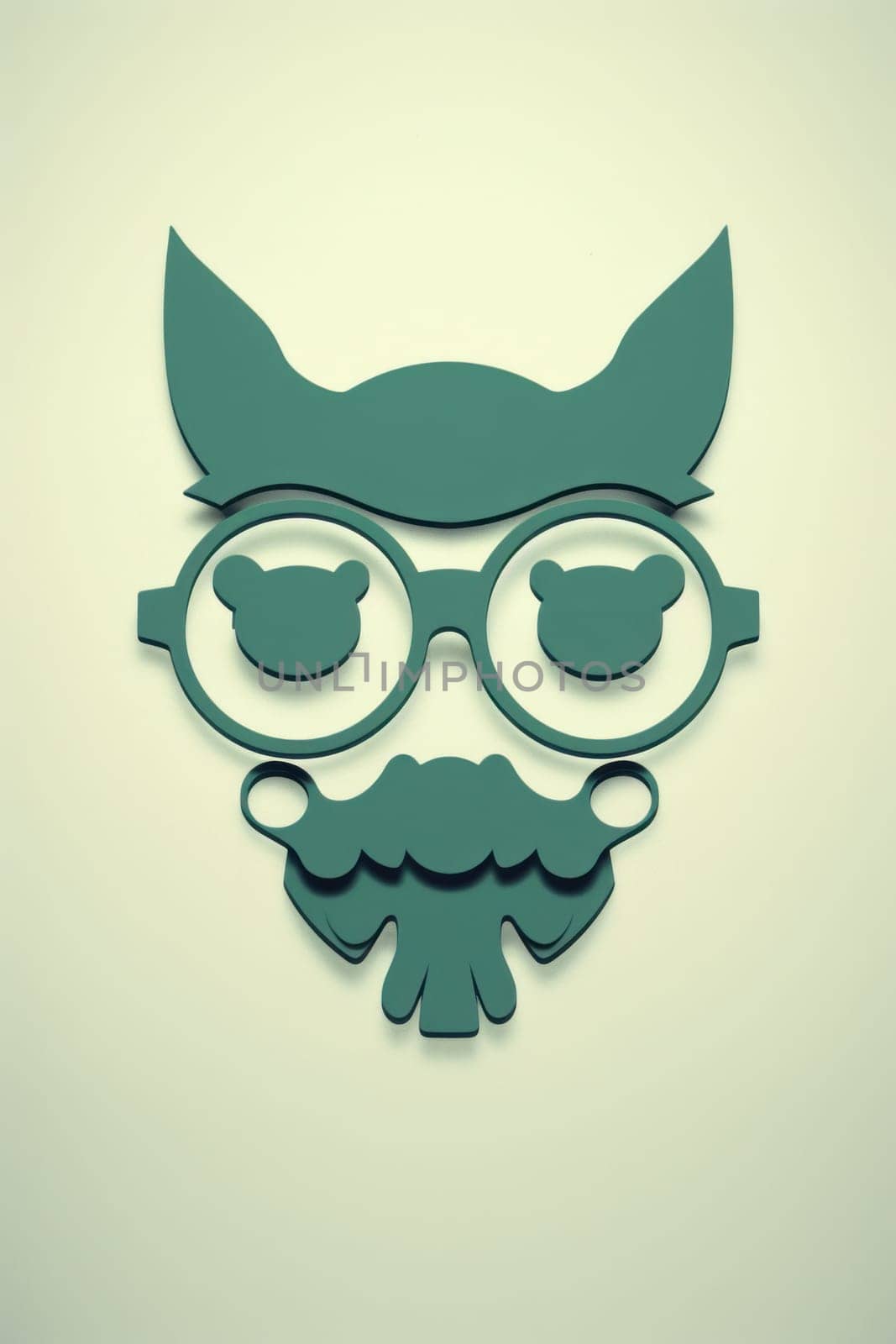 A paper cut of a cat with glasses and a mustache, AI by starush