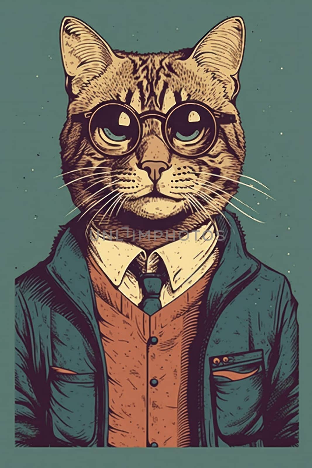 A cat wearing a suit and tie, AI by starush