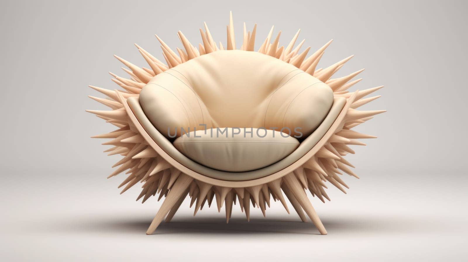 A chair with spikes on the back of it