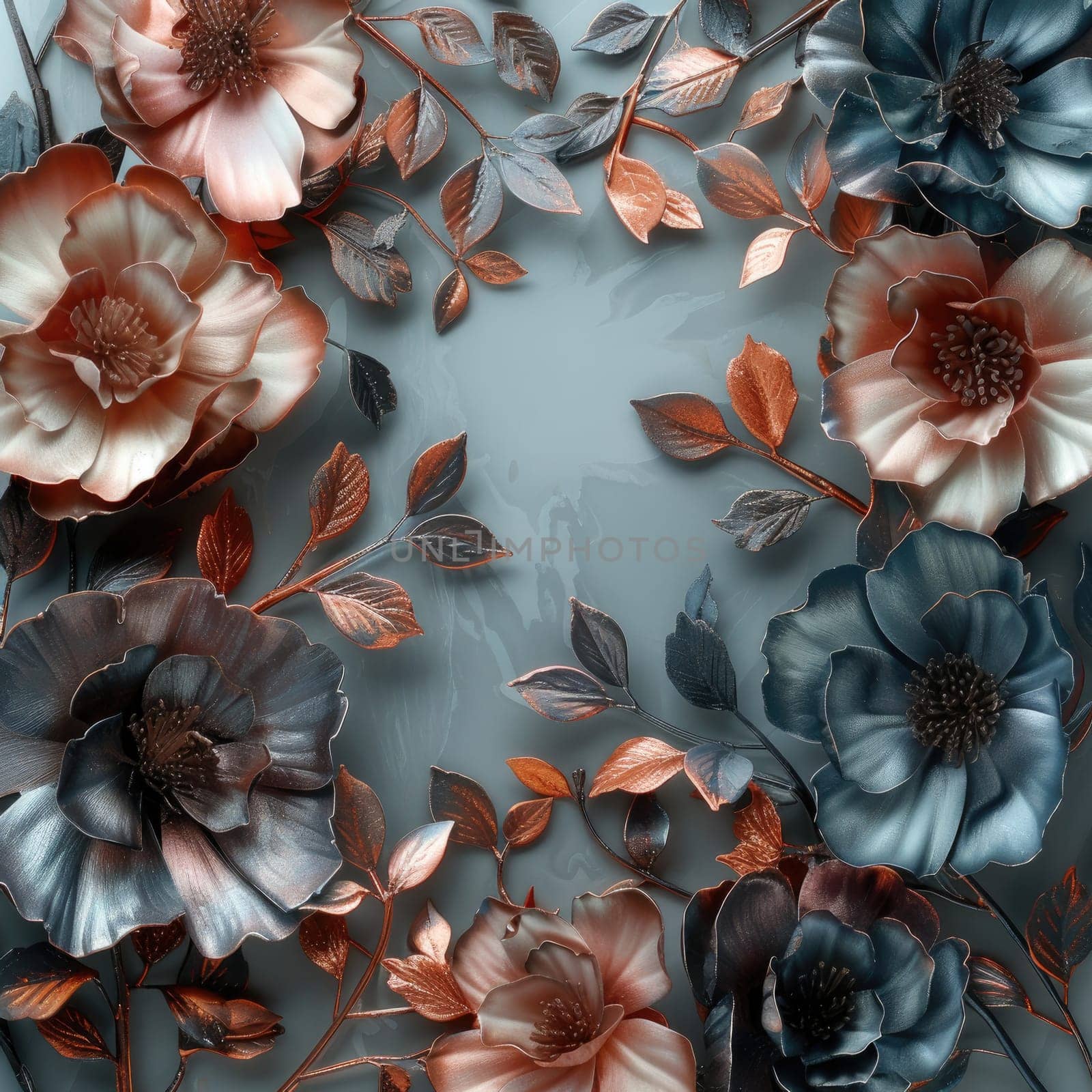 Flower frame background. Invitation card concept. Generative AI.