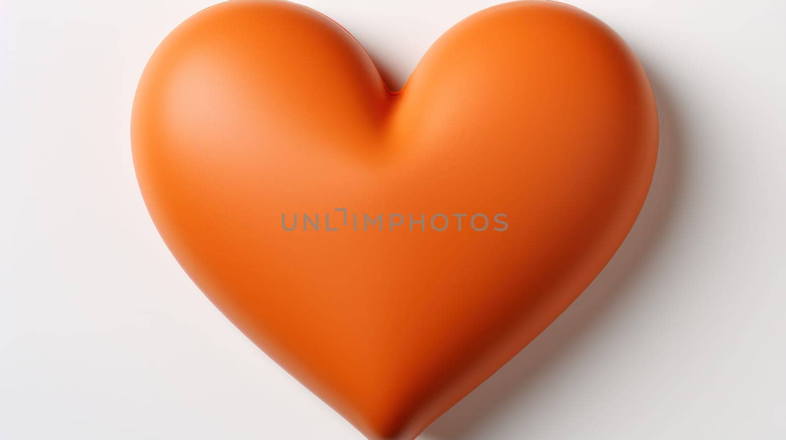 A large orange heart shaped object on a white surface