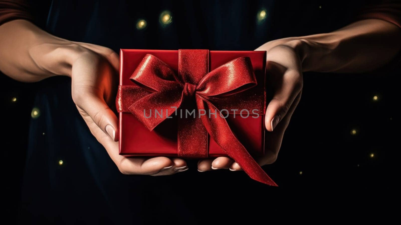 A person holding a red gift box in their hands